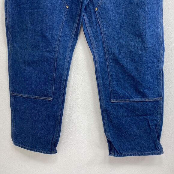 Carhartt Carpenter Dugaree Jeans 44X30 Suspender Buttons Double Knee Cotton - Picture 8 of 15